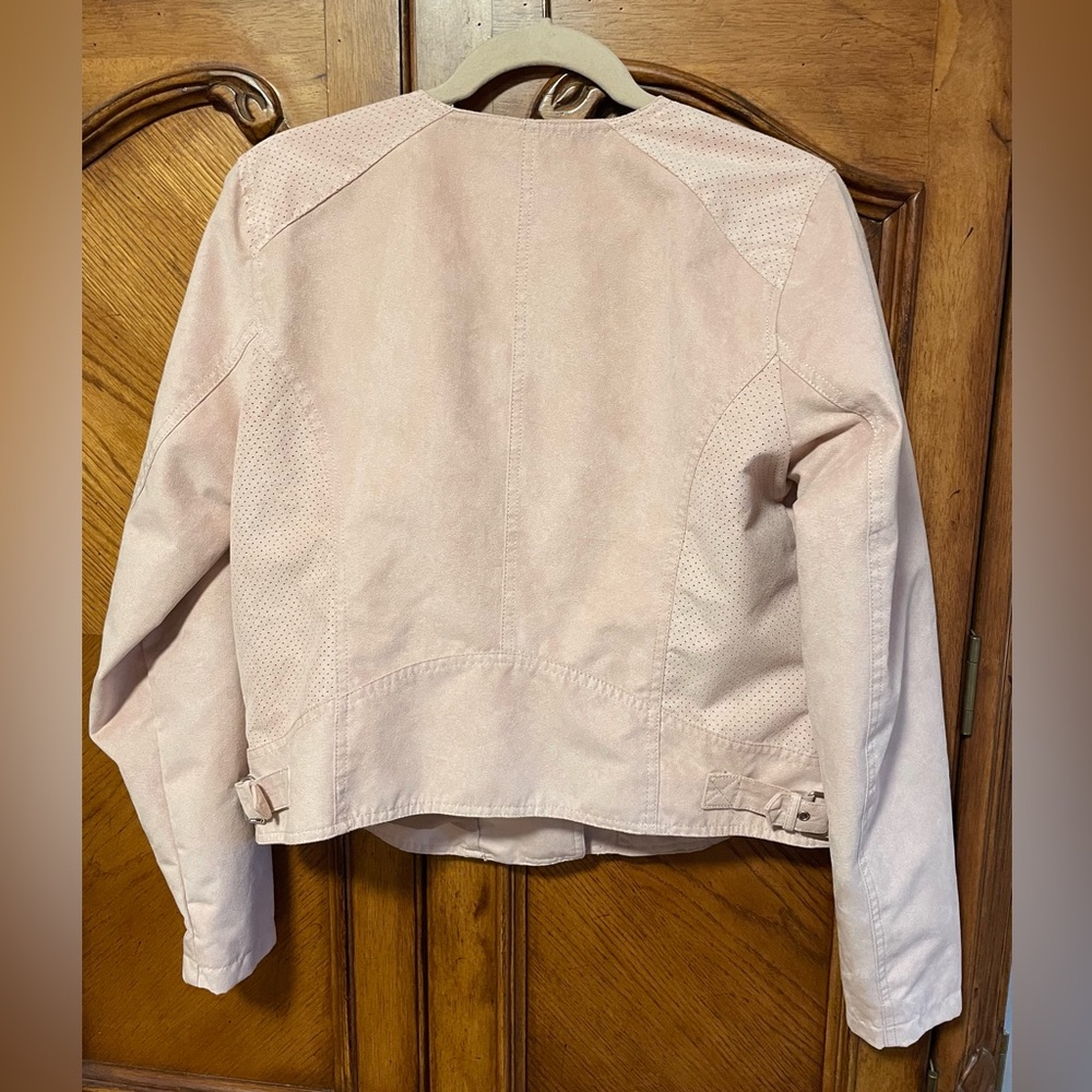 Faux Suede Moto Jacket - Pink Great condition - Picture 4 of 10